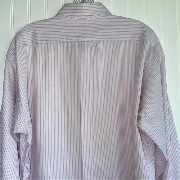 Burberry men’s long sleeve shirt SIZE 16-1/2 R light pink small stripe - Picture 3 of 10